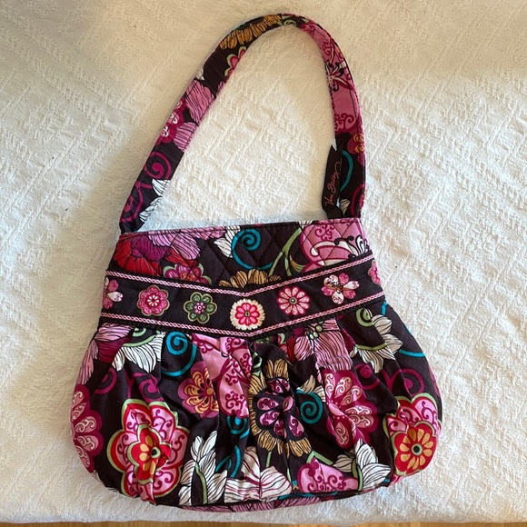 Vera Bradley Mod Pink and Brown Purse. Retired. Zipper Handbag - Picture 1 of 12